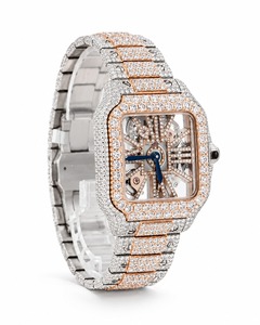 Luxury <b>Diamond</b> Encrusted Square Mechanical <b>Watch</b> Analog Women's Stainless Steel Band - Product Image 4