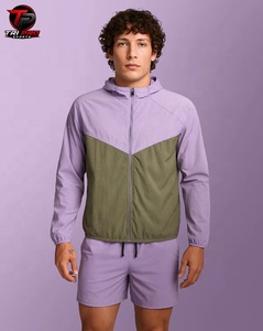 Conjunto de Pantalones Cortos y Chaqueta Deportiva de Dos Piezas con Capucha y Estampado Animal para Hombre, Chaqueta Cortavientos de Nailon y Poliéster Ligero, Logotipo Personalizado OEM - Product Image 1