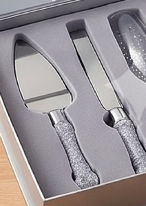 Elegant Cake Knife <b>Set</b> With Sparkling Handles Stainless Steel 2 Piece Ideal For Wedding Party Cake Serving And Dining Use - Product Image 4