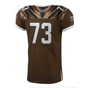 Maillot de football américain marron pour homme, col en V, manches courtes, impression sublimée, numéro d'équipe 73, polyester respirant, vêtements de sport - Product Image 4