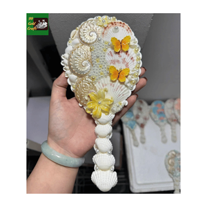 กระจกแต่งหน้าทรงเปลือกหอย Mermaid-Core ทำจากเปลือกหอยและหินธรรมชาติประดับมุก - Product Image 6