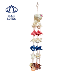 Natural Seashell Die Cut Windmill Handmade <b>Beach</b> Style Hanging Craft Home Garden Patio Holiday Decor Gifts Flower BLUE LOTUS - Product Image 1