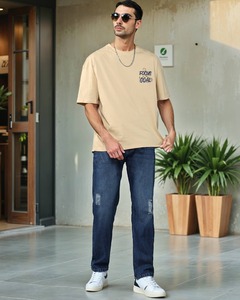Camiseta de hombre con hombros caídos, oversize, de algodón, manga corta, informal, con estampado gráfico llamativo, estilo streetwear, top holgado. - Product Image 6
