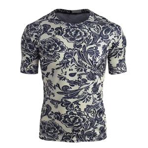 T-shirt de sport pour homme, décontracté, à fleurs, tricoté, impression par sublimation, 100% polyester, respirant, séchage rapide, logo personnalisé, OEM ODM - Product Image 2