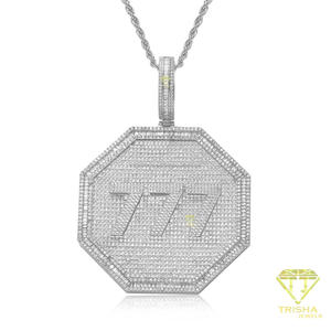 Wholesale Moissanite Diamond Hexagon <b>Medallion</b> Pendant Necklace With Iced Out Geometric Design Silver Tone Rope Chain Fashion - Product Image 5