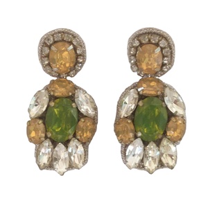 Boucles d'oreilles en pierre ovale brodées à la main, pour femmes et filles, bijou léger et tendance, style ovales, de fête, nouvelle collection - Product Image 1