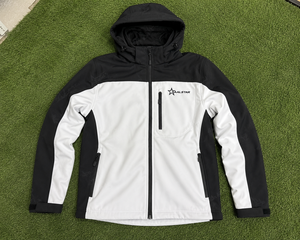 Veste softshell pour homme, imperméable, coupe-vent, randonnée en plein air, veste noire et blanche avec capuche, logo personnalisé, veste de travail d'hiver - Product Image 6