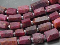 Perles tubulaires en cristal rubis mat facetté, brin de pierres précieuses roses de 8 pouces, entretoises cylindriques lâches, fournitures pour la fabrication de bijoux et colliers DIY