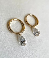 Pendientes Clásicos de Diamantes con Corte Princesa para Mujer, Joyería Fina de Oro para Boda, Disponibles al Mejor Precio Competitivo