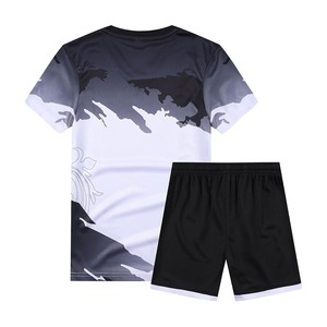 Conjunto de Camiseta de Fútbol para Hombre, Degradado Azul y Rosa, Cuello en V, Manga Corta, Poliéster que Absorbe la Humedad, Uniforme para Todas las Temporadas, Talla Adulto - Product Image 4