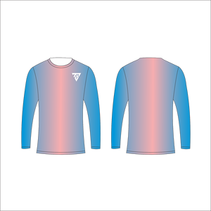 Camiseta de Manga Larga para Hombre, Degradado Azul Cielo y Rosa Coral, Cuello Redondo, Estilo Casual, para Calle, Gimnasio y Entrenamiento - Product Image 1