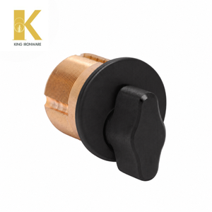 Serrure de porte mécanique à bouton rotatif, cylindre de sécurité en laiton noir mat 28 mm pour porte d'entrée - Product Image 4