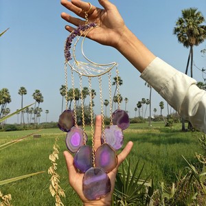 Amethyst Moon Wind Chime Hanging for Home Decor Reiki Healing Feng Shui | Handmade <b>Crystal</b> <b>Tree</b> Life Pattern Seven Chakra Brand - Product Image 5