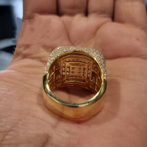 Anillo de compromiso de plata 925 con moissanita VVS de corte baguette y redondo, estilo Champion, Iced Out, hecho a medida, Hip Hop Bustdown - Product Image 3