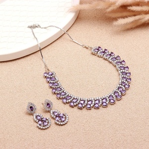 Conjunto de Collar de Amatista Africana Hecho a Mano, Chapado en Oro, con Piedras Preciosas Púrpuras, Joyería para Mujer - Product Image 1