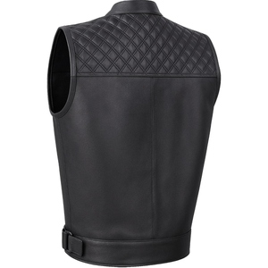 Gilet de motard personnalisé en cuir véritable pour homme, gilet matelassé de club moto, gilet zippé en cuir de vachette premium - Product Image 3