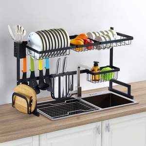 Large 2-Tier Dish Drying Rack Drainer Utensil Organizer Holder for <b>Kitchen</b> Countertop <b>Sink</b> Tableware Organizer - Product Image 1