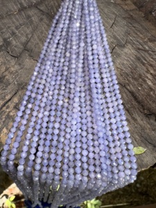 Natural Tanzanite Beads 32 Cm <b>Long</b> Strand 3mm Faceted Round Beaded <b>Necklace</b> Making Healing Gemstone Birthstone India - Product Image 4