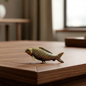 Figura de Pez de Latón Hecha a Mano, Escultura Detallada de Carpa, Estatua de Animal Acuático, Decoración de Mesa, Decoración Costera para el Hogar - Product Image 6