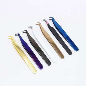 Eyelash Tweezers in <b>Glitter</b> Multi Color Fiber Tip 90 Degree Slim Thin Straight Volume Lash Tweezers Grafted Strong Hold Tweezer - Product Image 3