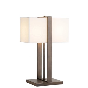 Lampe de table en métal Urban Twin Beam avec double abat-jour en tissu, structure en fer durable, éclairage ambiant chaud pour les intérieurs modernes - Product Image 2