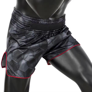 Shorts de combat BJJ en gros pour hommes, taille élastique, design à fentes latérales, en satin polyester, pour entraînement sportif MMA - Product Image 3