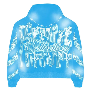 Sweat à capuche Prestige pour homme, coupe oversize, streetwear, couleur personnalisée, imprimé chaîne, détail strass, logo frontal, hiver, 100% coton - Product Image 5
