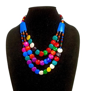 Nouveau Collier Vintage Multicouche en Perles de Résine Forme Pyramide, Bijou Tendance Coloré et Audacieux pour Femme, Accessoire de Fête - Product Image 3