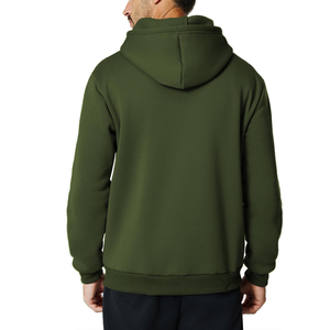 Sweat-shirt à capuche zippé vert olive pour homme, coupe classique, molleton décontracté 100% coton, manches longues, couleur unie, sweat à capuche zippé pour homme - Product Image 6