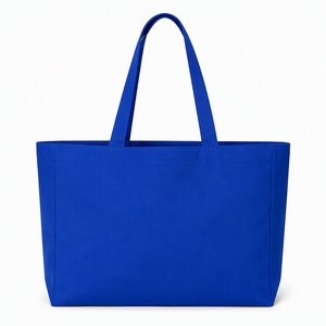 Sac fourre-tout à soufflets en toile bleu roi, motif lettres, taille moyenne, robuste, personnalisable, grande capacité, pour le shopping en gros - Product Image 1