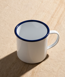 Solid White Iron <b>Enamel</b> <b>Mug</b> Classic Navy Blue Rim Metal Coffee Cup Wholesale Factory Direct Supply Partner Global Market Hub - Product Image 2