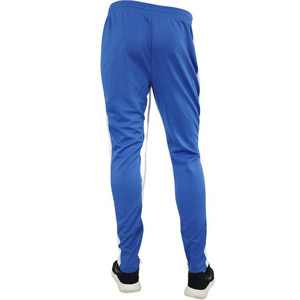 Pantalon de survêtement bleu pour homme avec bandes latérales blanches et poches zippées, style décontracté urbain - Product Image 6