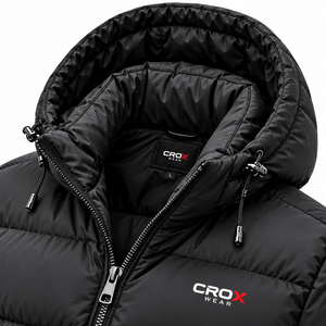 Black <b>Plus</b> <b>Size</b> Men's Embroidered Sheep <b>Fur</b> Detachable Hood Puffer Down Jacket Zip-Up Winter Outerwear with Front Logo - Product Image 5