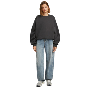 Women Fleece Oversized <b>Sweatshirt</b> Quick Dry Breathable Eco-Friendly Drop Shoulder <b>Long</b> Sleeve Athletic Workout Crewneck Front - Product Image 2
