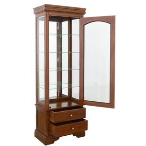 Solid Mahogany Traditional <b>Display</b> <b>Cabinet</b> with Raised Panel Glass Door Two Drawers Bottom Shelf-Living Room Home Furniture - Product Image 2
