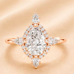 Pear Halo Lab Grown Diamond Engagement <b>Ring</b> 14K Solid Gold Rhodium Plated Vintage Bridal <b>Statement</b> <b>Ring</b> for Women Jewelry Gift - Product Image 4