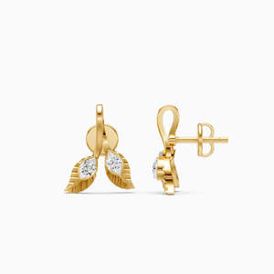 Boucles d'oreilles clous classiques plaquées or rose 10K, motif fleur, zircon rouge taille coussin, accents de diamants, sertissage clos, romantiques pour femme - Product Image 3