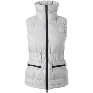 Chaleco Acolchado Ligero para Mujer, Sin Mangas, Cintura Alta, Color Sólido, Cierre de Cremallera, Gris - Product Image 1