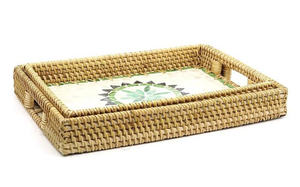 Elegante Bandeja Rectangular de Ratán Vintage con Asa, Bandeja de Almacenamiento Ecológica para Cocina - Product Image 2