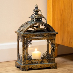 Hot Selling Moroccan Candle <b>Lantern</b> Set with Rustic <b>Silver</b> Metal Frame Clear Glass for Farmhouse Living Room Decor - Product Image 5