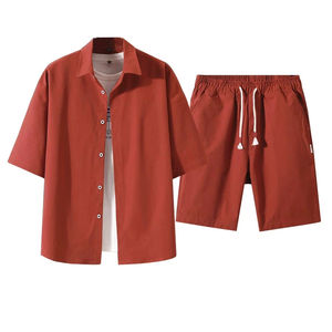 Nouvel ensemble décontracté pour homme tendance, été, 2 pièces, tricoté, respirant, costume et t-shirt à manches courtes - Vente à prix très bas - Product Image 4