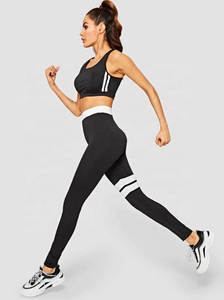 2 PCS Black Women's Plus Size Sports Bra High Waist <b>Leggings</b> Seamless Yoga Suit Gym Workout Solid <b>Pattern</b> Fitness Outfit Front - Product Image 5