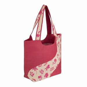 Sac fourre-tout en jute écologique imprimé sérigraphié avec motif lettres, ouverture supérieure, sac de shopping pour femme, style mode hiver, doublure en coton - Product Image 2