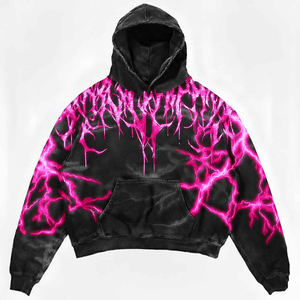 Sudadera con Capucha Estilo Hip Hop, con Efecto Desgastado y Bajo sin Rematar, Impresión Personalizada, Servicio OEM, 100% Algodón, Corte Regular, Secado Rápido y Transpirable - Product Image 3