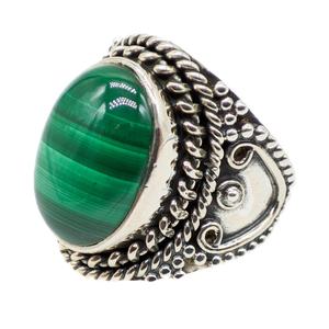 Gema de Malaquita Natural de Alta Calidad, Hecha a Mano, Plata de Ley 925, Corte Ovalado, Engaste de Bisel, Certificada por Terceros, para Boda, Mayo - Product Image 1