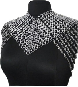 Armadura de hombro de malla medieval, collar de aluminio, disfraz plateado Yousuf Parvez - Product Image 1
