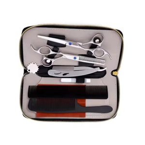 Kit de Tijeras de Peluquería de Alta Calidad en Color Plateado, 6 Piezas, Hermosos Kits de Peluquería con Estuche de Cuero con Cierre - Product Image 1