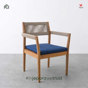 Sillón de Salón en Madera de Teca Maciza con Respaldo de Cuerda Tejida, Mueble de Alta Gama para Hotel, Villa o Resort - Product Image 1