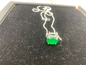 Collier en pierre de jade, pierre précieuse verte, fait main pour femmes, bijoux de qualité supérieure, design ovale, argent allemand - Product Image 5
