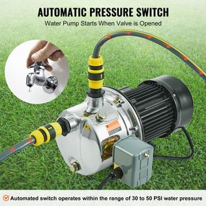 Pompa a getto per pozzi poco profondi in acciaio inossidabile da 1HP, 115V, 18.5GPM, prevalenza massima 147.6FT, per irrigazione agricola - Product Image 3